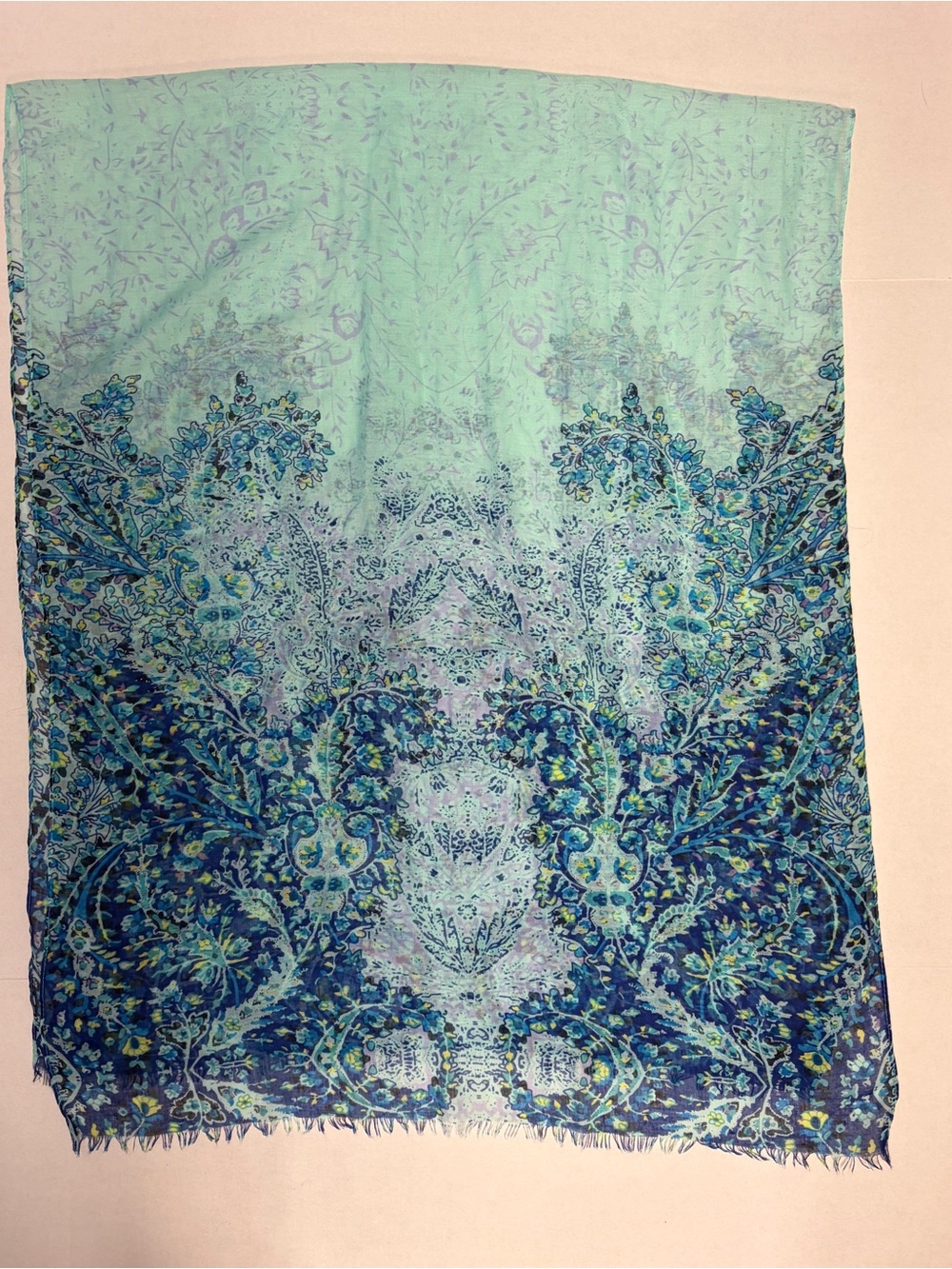 Blue Aqua Paisley Floral Lightweight Fashion Scarf Wrap Shawl
